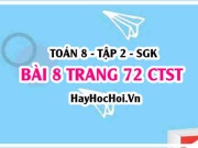 Bài 8 trang 72 Toán 8 Tập 2 Chân trời sáng tạo